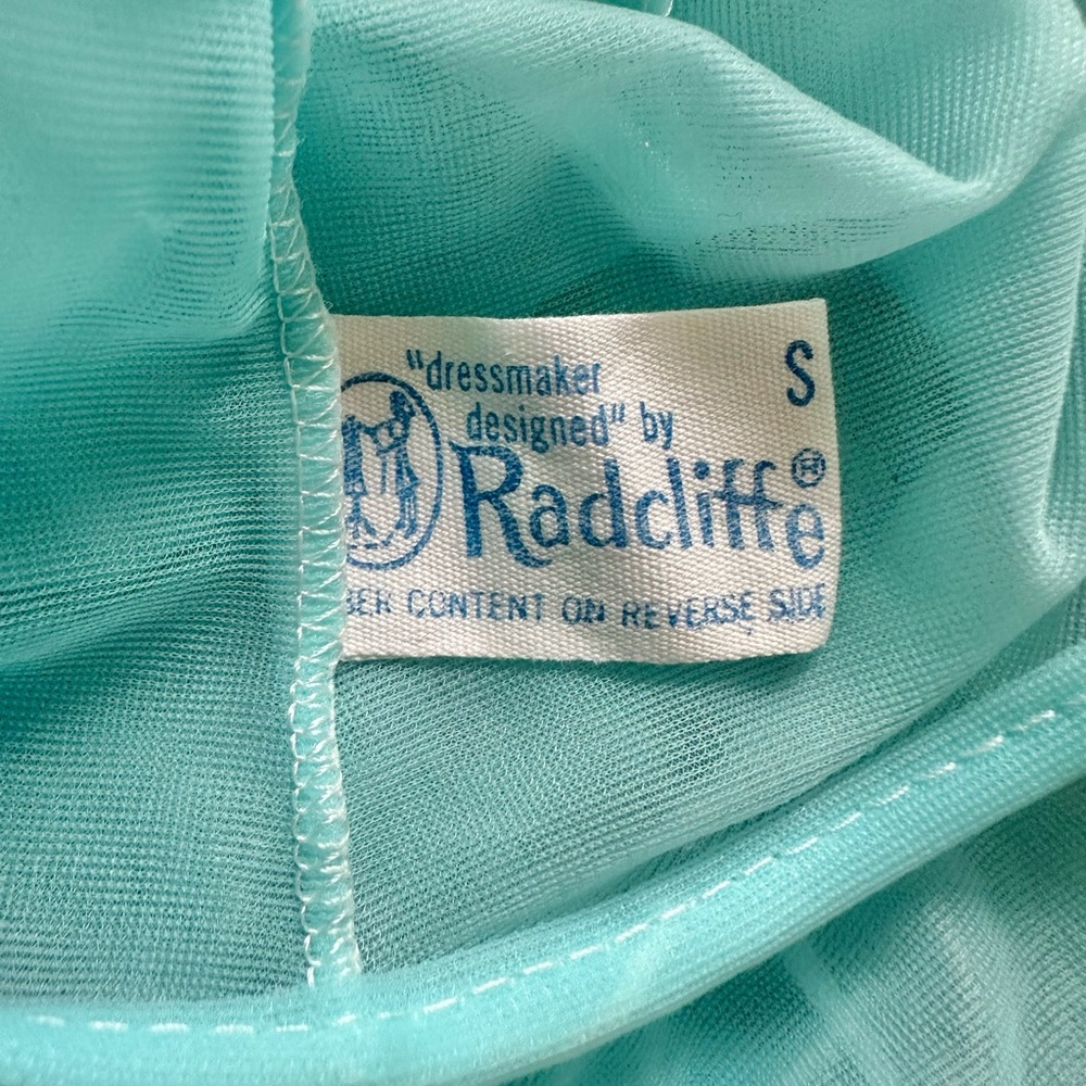 Radcliffe Vintage 60s Babydoll Aqua Blue Nylon Negligee Robe Nightie Set Small - Picture 11 of 12
